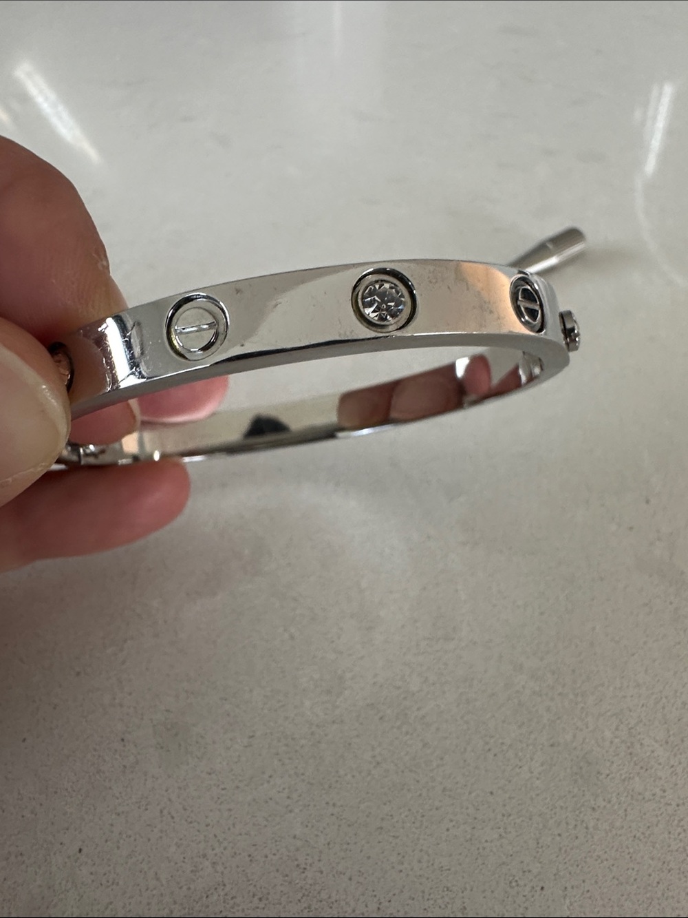 Silver Screw-Detail love Bracelet